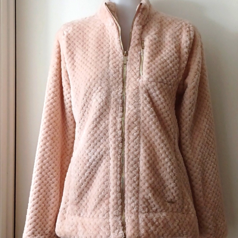 Calvin Klein fuzzy zip up jacket with pockets/ size Small